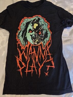Chucky Wanna Play Graphic Tee XS Black Horror Shirt